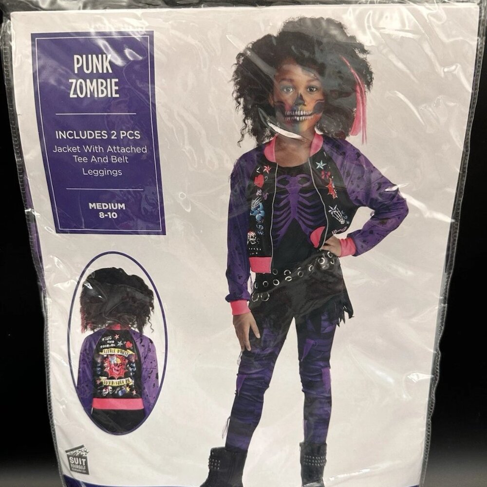 Punk Zombie New and unopened Halloween Costume, Child's Size Medium 8-10 $40